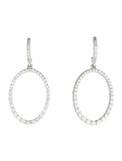 Pre-owned Earrings 14k Diamond Oval Drop  In Multi