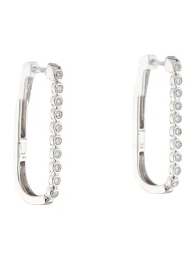 Pre-owned Earrings 14k Diamond Oval Hoop Huggie  In Multi