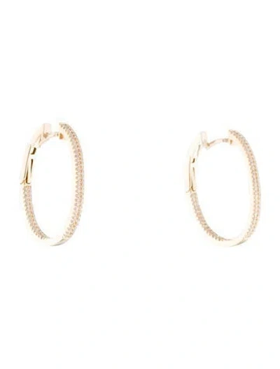 Pre-owned Earrings 14k Diamond Oval Inside-out Hoop  In Multi