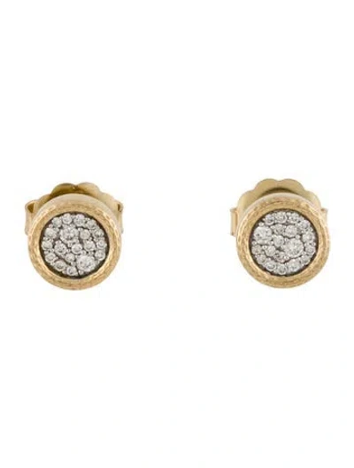 Pre-owned Earrings 14k Diamond Pave Circle Stud  In Multi
