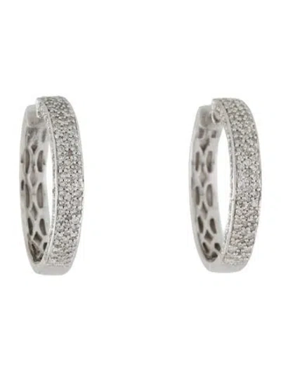 Pre-owned Earrings 14k Diamond Pavé Hoops In Multi