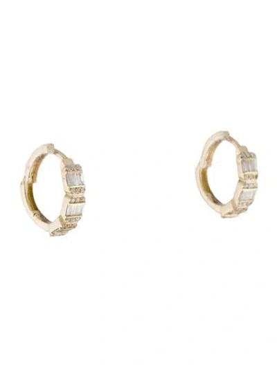 Pre-owned Earrings 14k Diamond Pave Huggies In Multi