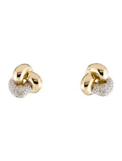 Pre-owned Earrings 14k Diamond Pavé Knot Stud  In Multi