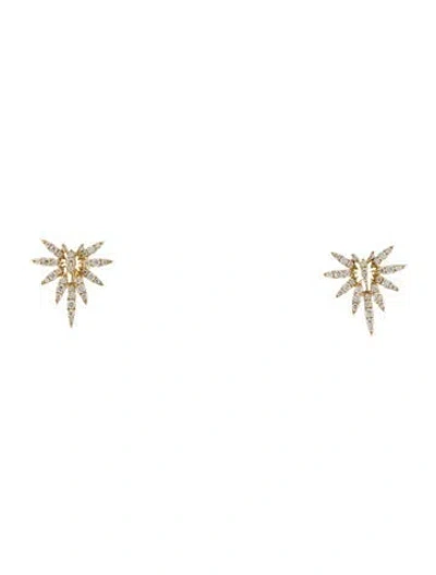 Pre-owned Earrings 14k Diamond Pavé Starburst Stud  In Multi
