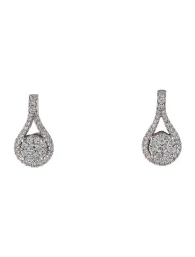 Pre-owned Earrings 14k Diamond Pavé Stud Drop  In Multi