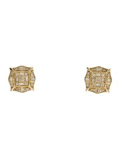 Pre-owned Earrings 14k Diamond Pavé Stud  In Multi