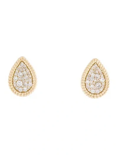 Pre-owned Earrings 14k Diamond Pave Teardrop Stud  In Multi