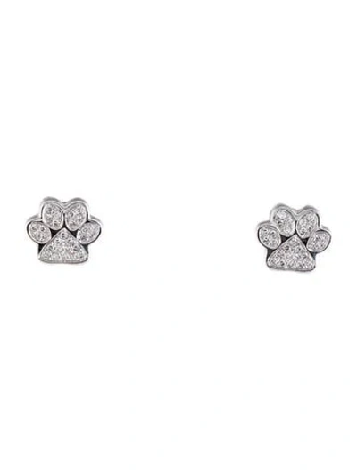 Pre-owned Earrings 14k Diamond Paw Stud  In Multi