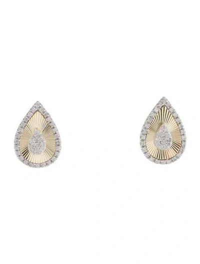 Pre-owned Earrings 14k Diamond Pear Stud  In Multi