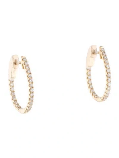 Pre-owned Earrings 14k Diamond Petite Inside-out Hoop  In Multi