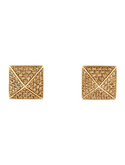 Pre-owned Earrings 14k Diamond Pyramid Stud  In Multi