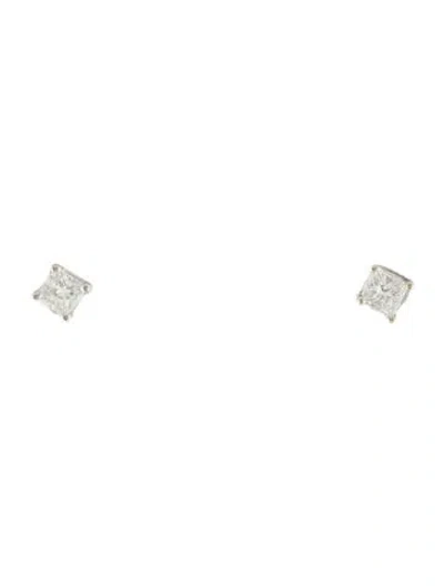Pre-owned Earrings 14k Diamond Radiant Stud  In Multi
