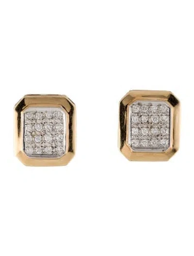 Pre-owned Earrings 14k Diamond Rectangular Earclips In Multi