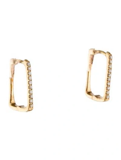 Pre-owned Earrings 14k Diamond Rectangular Huggie  In Multi