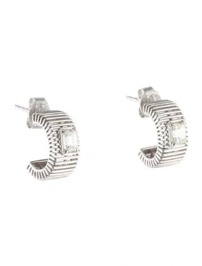 Pre-owned Earrings 14k Diamond Ribbed Hugge  In Multi
