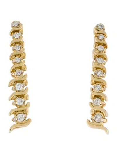 Pre-owned Earrings 14k Diamond 's' Link Drop  In Multi