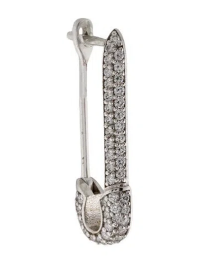 Pre-owned Earrings 14k Diamond Safety Pin Drop Earring In Multi