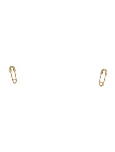 Pre-owned Earrings 14k Diamond Safety Pin Drop  In Multi