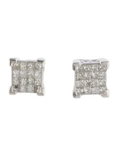 Pre-owned Earrings 14k Diamond Screw-back Stud  In Multi