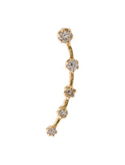 Pre-owned Earrings 14k Diamond Single Drop Ear Climber Earring In Multi