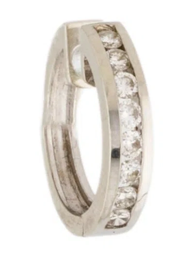 Pre-owned Earrings 14k Diamond Single Hoop Earring In Multi