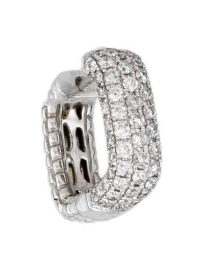 Pre-owned Earrings 14k Diamond Single Hoop  In Multi