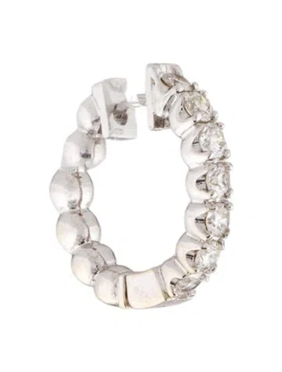 Pre-owned Earrings 14k Diamond Single Hoop  In Multi