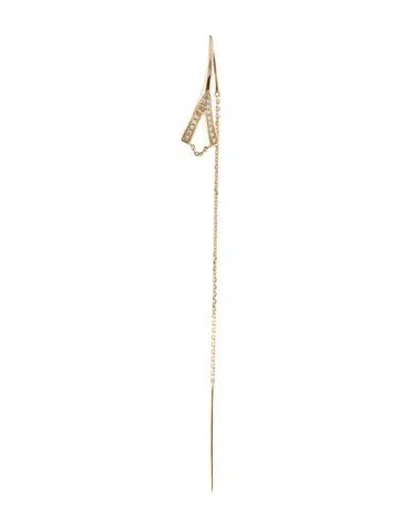 Pre-owned Earrings 14k Diamond Single Threader Earring In Multi