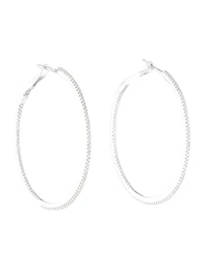 Pre-owned Earrings 14k Diamond Skinny Inside-out Hoop  In Multi