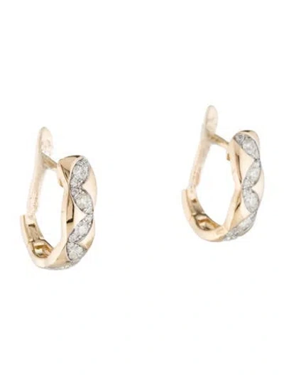 Pre-owned Earrings 14k Diamond Small Hoop  In Multi