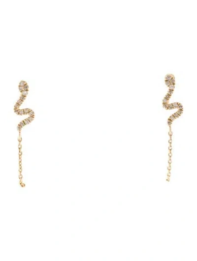 Pre-owned Earrings 14k Diamond Snake & Chain Drop  In Multi
