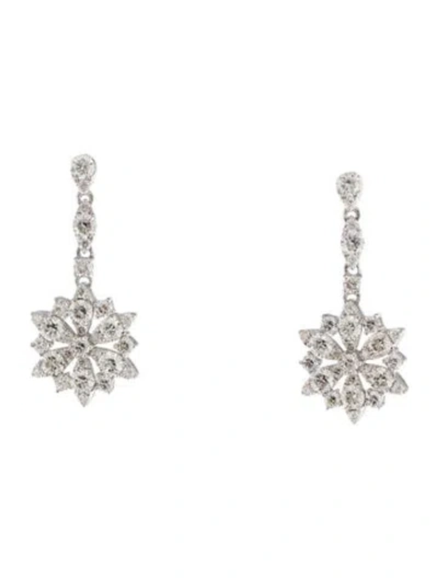Pre-owned Earrings 14k Diamond Snowflake Drop  In Multi