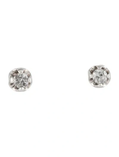 Pre-owned Earrings 14k Diamond Solitaire Stud  In Multi