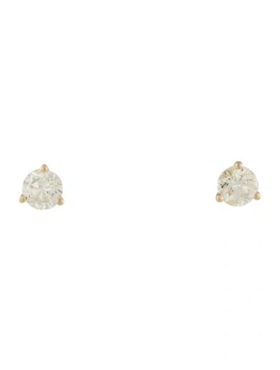 Pre-owned Earrings 14k Diamond Solitaire Stud  In Multi