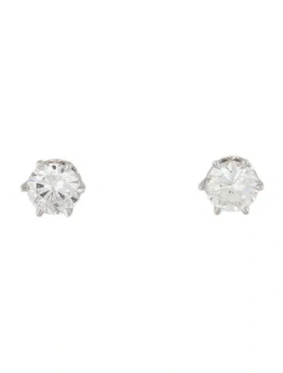 Pre-owned Earrings 14k Diamond Solitaire Stud  In Multi
