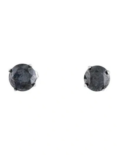 Pre-owned Earrings 14k Diamond Solitaire Stud  In Multi