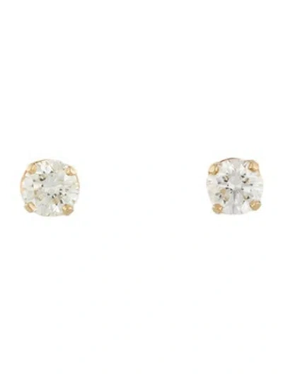 Pre-owned Earrings 14k Diamond Solitaire Stud  In Multi