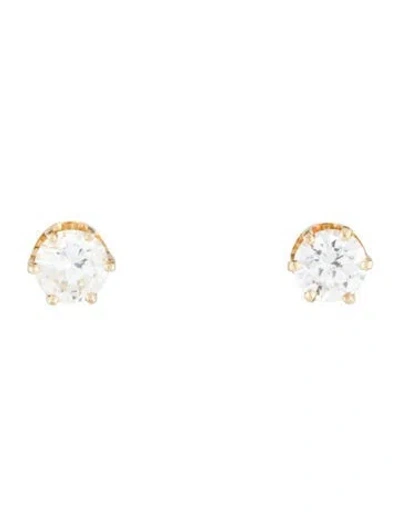 Pre-owned Earrings 14k Diamond Solitaire Stud  In Multi