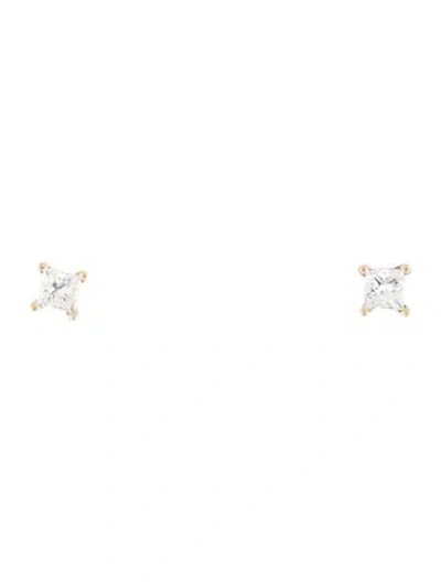 Pre-owned Earrings 14k Diamond Solitaire Stud  In Multi