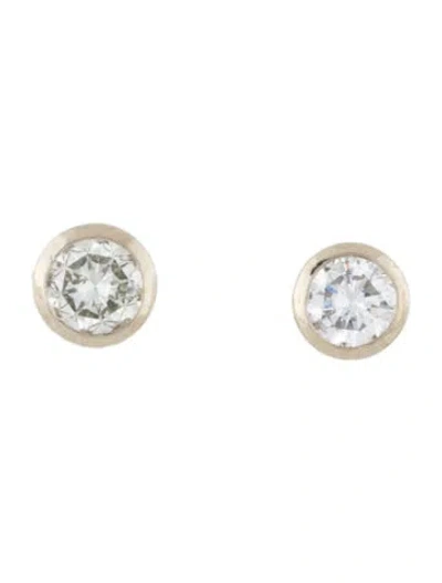Pre-owned Earrings 14k Diamond Solitaire Stud  In Multi