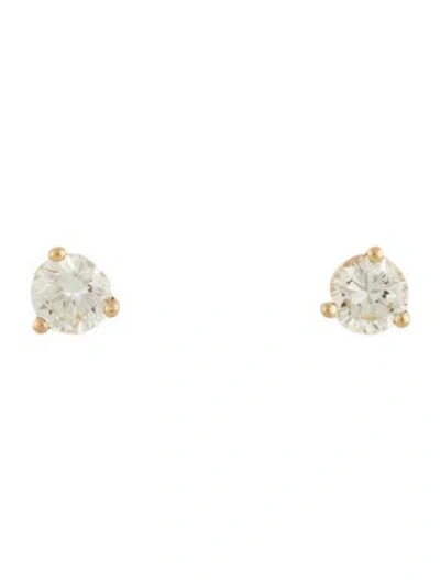Pre-owned Earrings 14k Diamond Solitaire Stud  In Multi