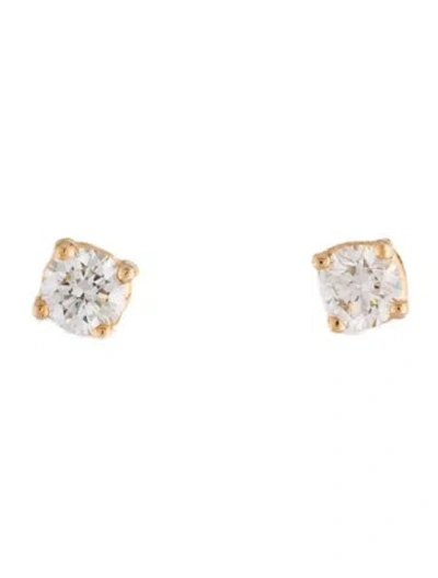 Pre-owned Earrings 14k Diamond Solitaire Stud  In Multi