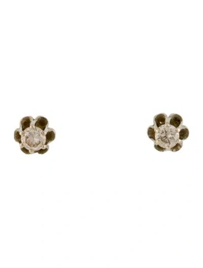 Pre-owned Earrings 14k Diamond Solitaire Stud  In Multi