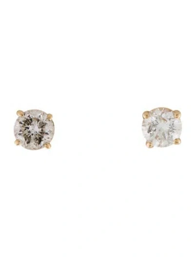 Pre-owned Earrings 14k Diamond Solitaire Stud  In Multi