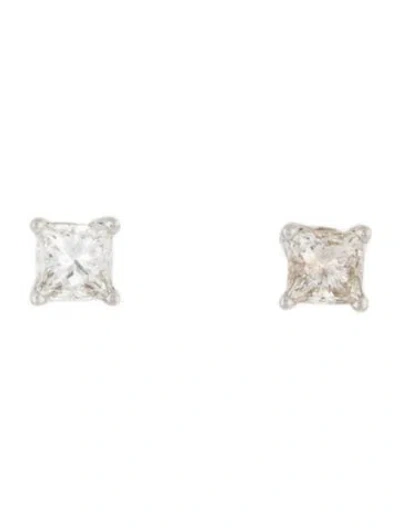 Pre-owned Earrings 14k Diamond Solitaire Stud  In Multi