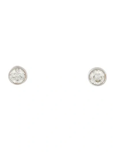 Pre-owned Earrings 14k Diamond Solitaire Stud  In Multi