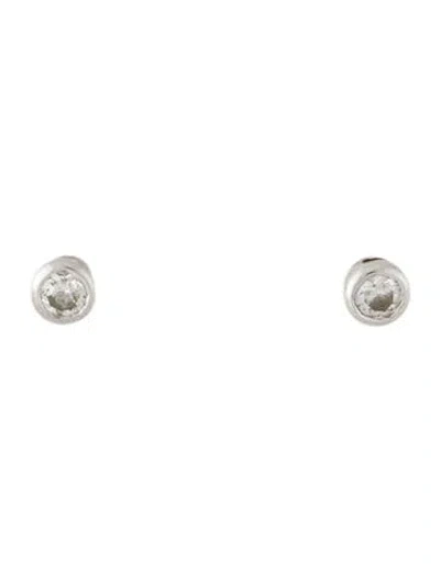 Pre-owned Earrings 14k Diamond Solitaire Stud  In Multi