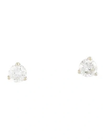 Pre-owned Earrings 14k Diamond Solitaire Stud  In Multi
