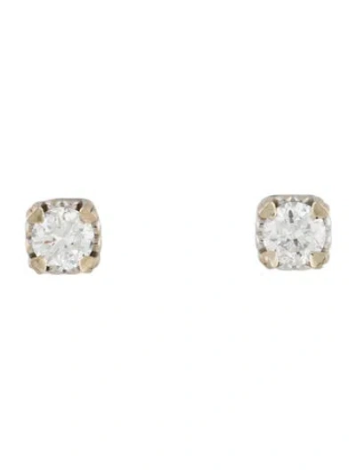 Pre-owned Earrings 14k Diamond Solitaire Studs In Multi
