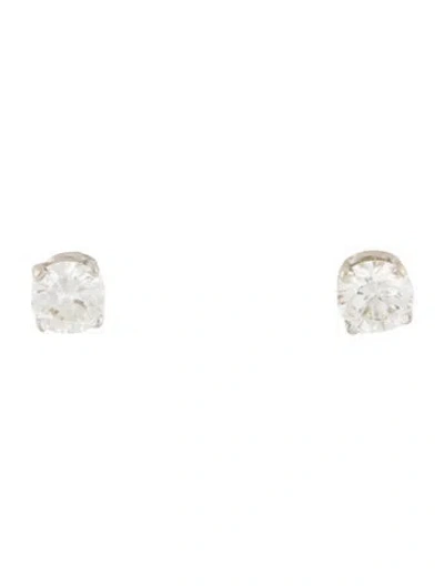 Pre-owned Earrings 14k Diamond Solitaire Studs In Multi